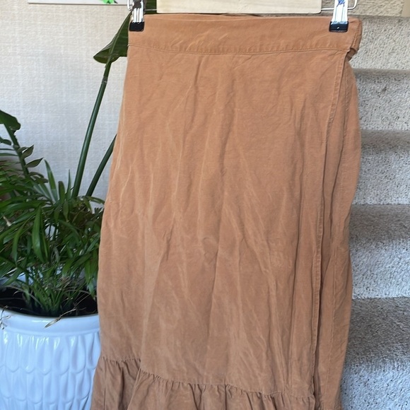 Forever 21 Neutral Tan Flax Linen True Wrap Midi Skirt - Picture 2 of 10